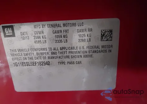 2014 Chevrolet Malibu 2Lt z USA, uszkodzony, nr VIN 1G11E5SL6EF182942